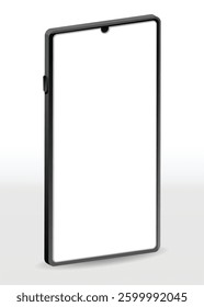 Realistic smartphone mockup. Mobile phone vector with isolated on white background. Device front view. 3D mobile phone with shadow. Realistic, high quality smart phone mockup for ui ux presentation.