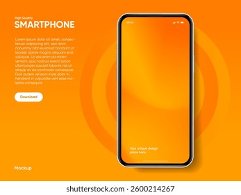 Realistic smartphone mockup. Mobile phone vector with isolated on white background. Device front view. 3D mobile phone with shadow. Realistic, high quality smart phone mockup for ui ux presentation.