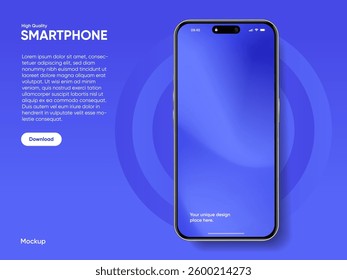 Realistic smartphone mockup. Mobile phone vector with isolated on white background. Device front view. 3D mobile phone with shadow. Realistic, high quality smart phone mockup for ui ux presentation.