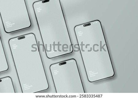 Realistic smartphone mockup. Mobile phone vector with isolated on white background. Device front view. 3D mobile phone with shadow. Realistic, high quality smart phone mockup for ui ux presentation.