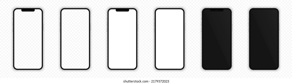 Realistic smartphone mockup. Mobile phones display templates. Realistic smartphone templates. Vector phone mockup set. Vector graphic EPS 10