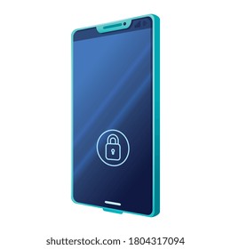 simulación de smartphone realista con seguridad de candado, en diseño de ilustración de vector de fondo blanco