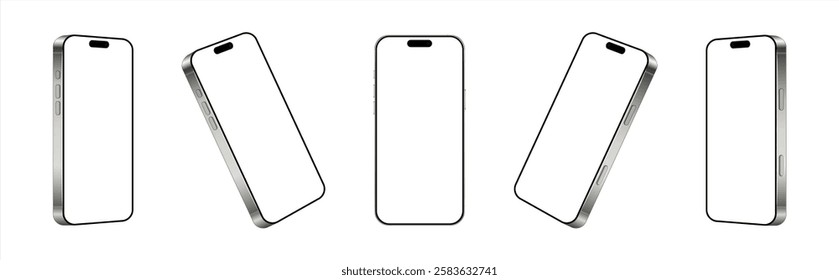 Realistic smartphone mockup. perspective mobile phone mockup vector with blank screen isolated on white background, Vector 10 eps.