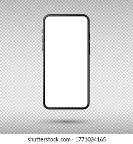 Realistic smartphone mockup. phone mockup with blank screen isolated on transparent background. vector illustration.