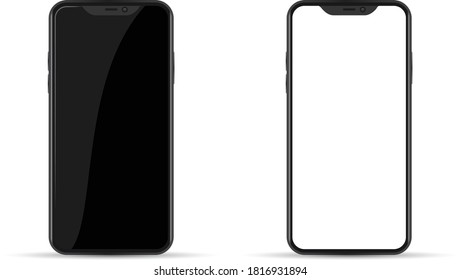 Realistic smartphone mockup. Phone blank, white. Vector illustration.
