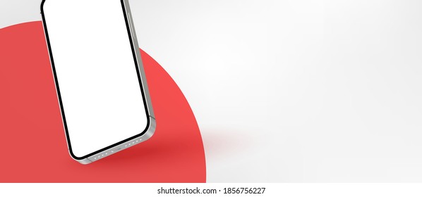 Realistic smartphone mockup presentation template. clean minimal phone ui, website landing page style background with copy space vector