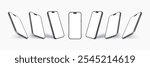 Realistic Smartphone Mockup Set: 3D Mobile Phone Display and Device Screen Frame Illustrations in Front, Side, and Perspective Views for Modern Gadgets. Vector.