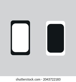 Realistic smartphone mockup set. Black and white telephone on grey background. Cellphone display front view mock up.