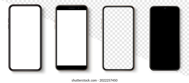 Realistic smartphone mockup set. Mockup phone for visual ui app demonstration. Vector mobile set device concept. Detailed Mockup Smartphone