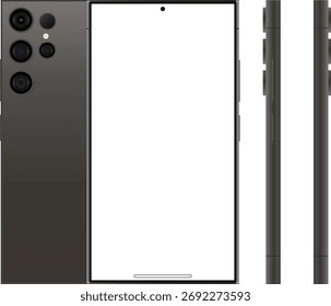 Modelo de smartphone realista com vista lateral. ilustração vetorial moderna para apresentação de aplicativo e design de produto digital