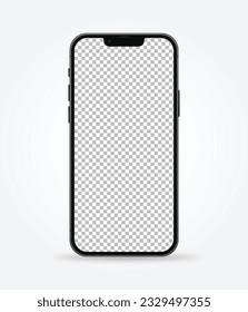 Realistic smartphone mockup with transparent screen space. Real phone device model mockup vector illustration for web.