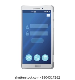 realistic smartphone mockup with user and password on screen vector illustration design