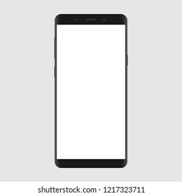 Realistic smartphone mockup with white screen isolated