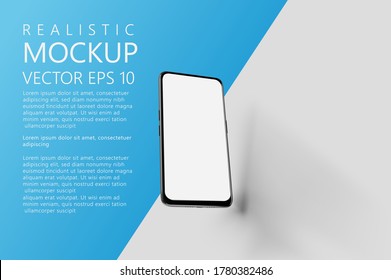 Mofa de smartphone realista con pantalla blanca aislada. Ilustración vectorial.