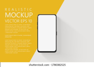 Realistic smartphone mockup with white screen isolated. Vector illustration.