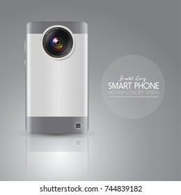 Realistic smartphone mockup.back side of silver, white.Vector illustration. 