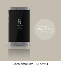 Realistic smartphone Mockup.Front and back.Silver black and white  vector illustration.