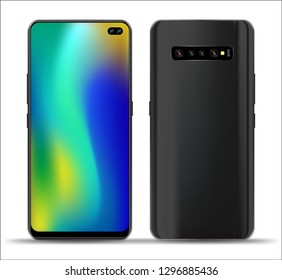 Realistic smartphone mockups front back on white background. Stock vector illustration for printing, web element, Game demo and application mockup and  easy place demo into screen.