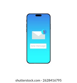 realistisches Smartphone mit neuer Benachrichtigung, Vektorgrafik.eps