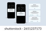 Realistic Smartphone Notification Pop-Up and Software Update Templates – UI Alert Mockup with OK, Allow and Not Allow Buttons Vector.
