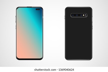 Realistic smartphone on background.