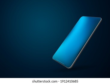 Realistic smartphone on dark background. Vector illustration eps 10. 