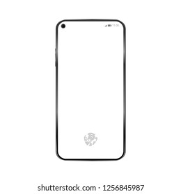 Realistic smartphone on white background. New camera shape. fingerprint unlocking.Vector illustration