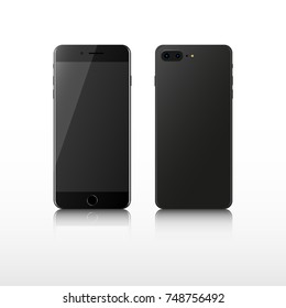 Realistic smartphone. Phone black. Realistic vector mobile.