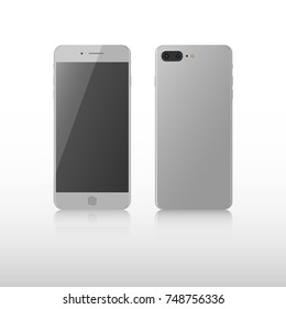 Realistic smartphone. Phone gray. Realistic vector mobile.