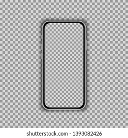 Realistic smartphone screen template isolated on transparent background. Front view mockup. Vector illustration