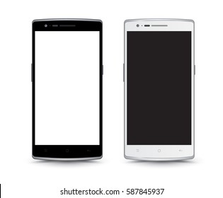 Realistic smartphone set easy place image into screen smartphone. Vector illustration cell phone isolated.