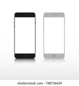 Realistic smartphone. Set realistic smartphone. Phone black, gray. Iphone 8 mockup.