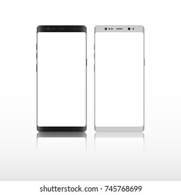 Realistic smartphone. Set realistic smartphone. Phone gray, black.