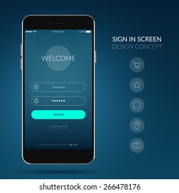 Realistic Smartphone and Sign In Screen Concept