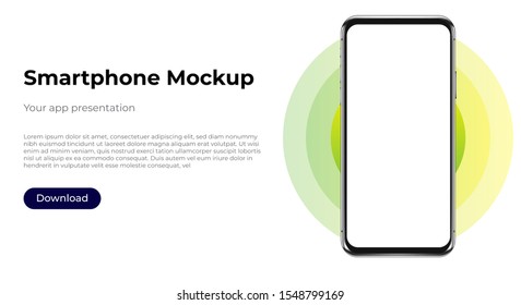 realistic smartphone template mockup for user experience presentation. Stylish concept design for websites, applications and landing pages.