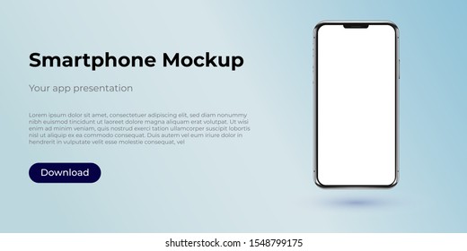 realistic smartphone template mockup for user experience presentation. Stylish concept design for websites, applications and landing pages.