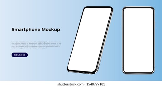 realistic smartphone template mockup for user experience presentation. Stylish concept design for websites, applications and landing pages.