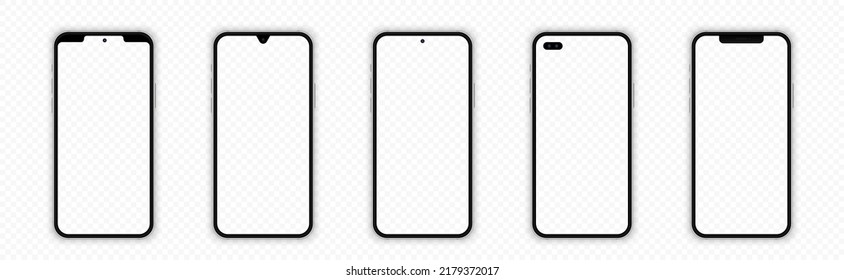 Realistic smartphone templates. Vector phone mockup set. Vector graphic EPS 10