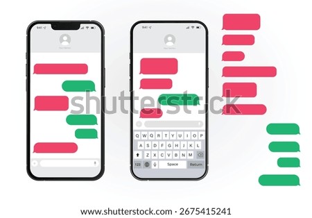 Realistic smartphone Texting Messaging Phone chatting sms template bubbles
