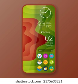 realistic smartphone user interface widget elegant theme design, vector design illustration