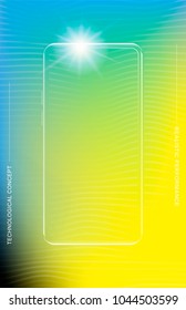 Realistic smartphone in a vertical format with a transparent screen and a colored background. Phone template for demonstrating mobile applications and web banners.