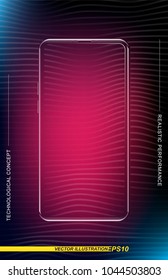 Realistic smartphone in a vertical format with a transparent screen and a colored background. Phone template for demonstrating mobile applications and web banners.