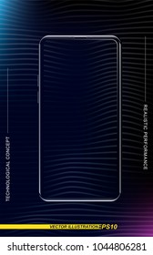 Realistic smartphone in a vertical format with a transparent screen and a colored background. Phone template for demonstrating mobile applications and web banners.