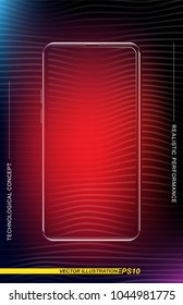 Realistic smartphone in a vertical format with a transparent screen and a colored background. Phone template for demonstrating mobile applications and web banners.
