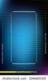 Realistic smartphone in a vertical format with a transparent screen and a colored background. Phone template for demonstrating mobile applications and web banners.
