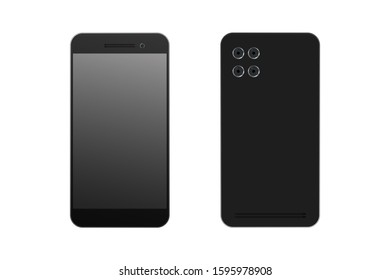 Realistic smartphone. View from front and back. Vector illustration.