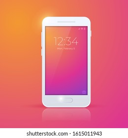 Realistic Smartphone , White Color . Top View . Isolated Vector Elements