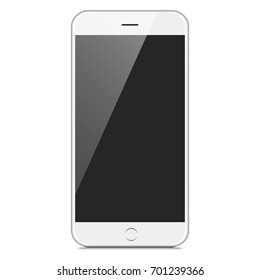 Realistic Smartphone - white and silver smartphone with a blank screen, isolated on a white background. Eps 10 file with transparency.