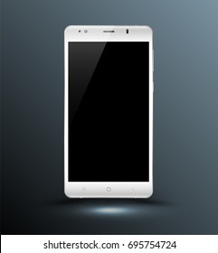 Realistic smartphones isolated on white background. Stock vector illustration for printing, web element, Game demo and application mockup. 