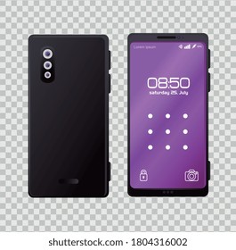 realistic smartphones mockup with lock pattern on the screen vector illustration design